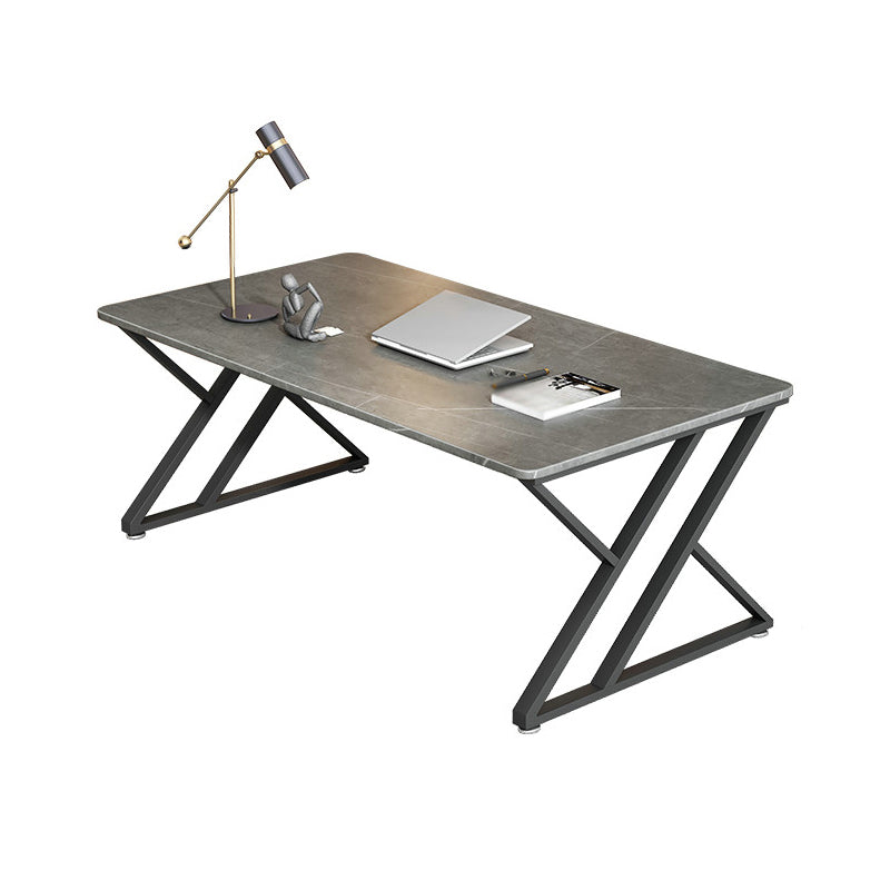 Modern Style Office Desk Sintered Stone Writing Desk with Metal Legs for Home