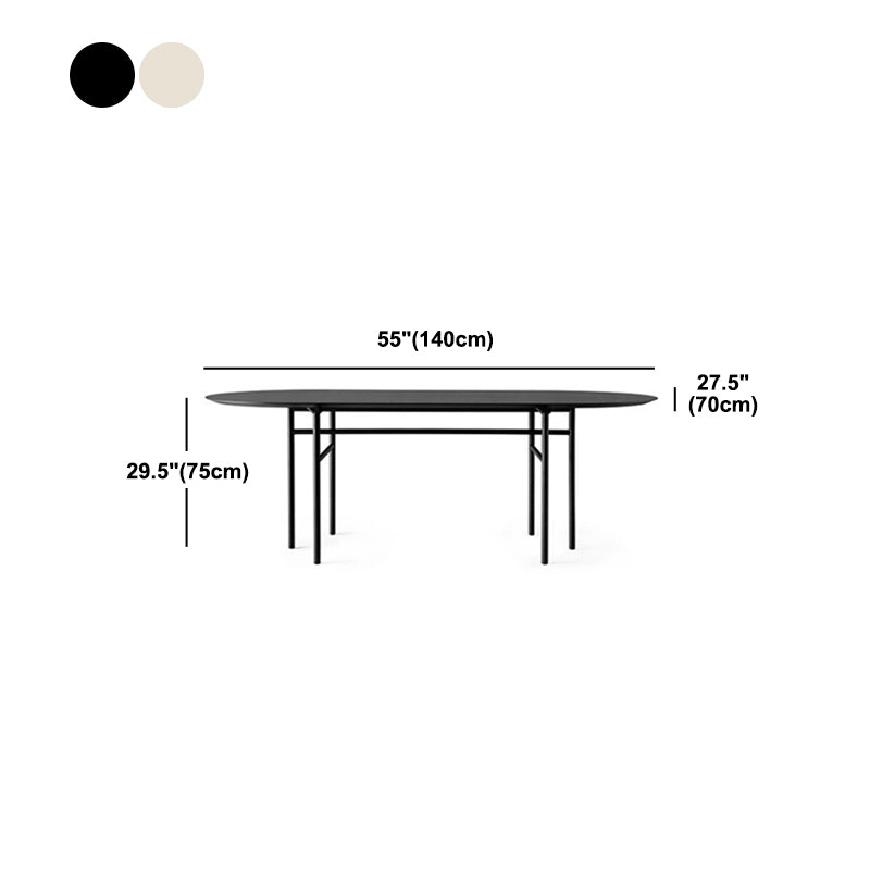 Oval Solid Wood Table Industrial Black Metal Legs for Office