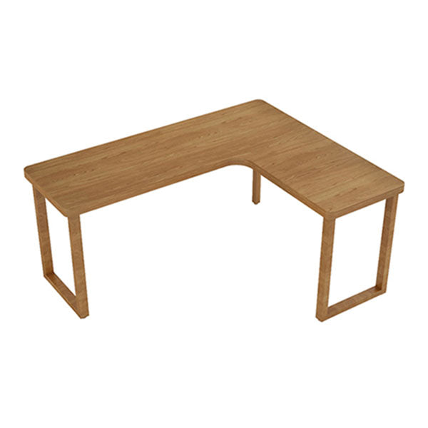 Natural L-Shape Contemporary Writing Desk Pine Wood H-Shape Desk