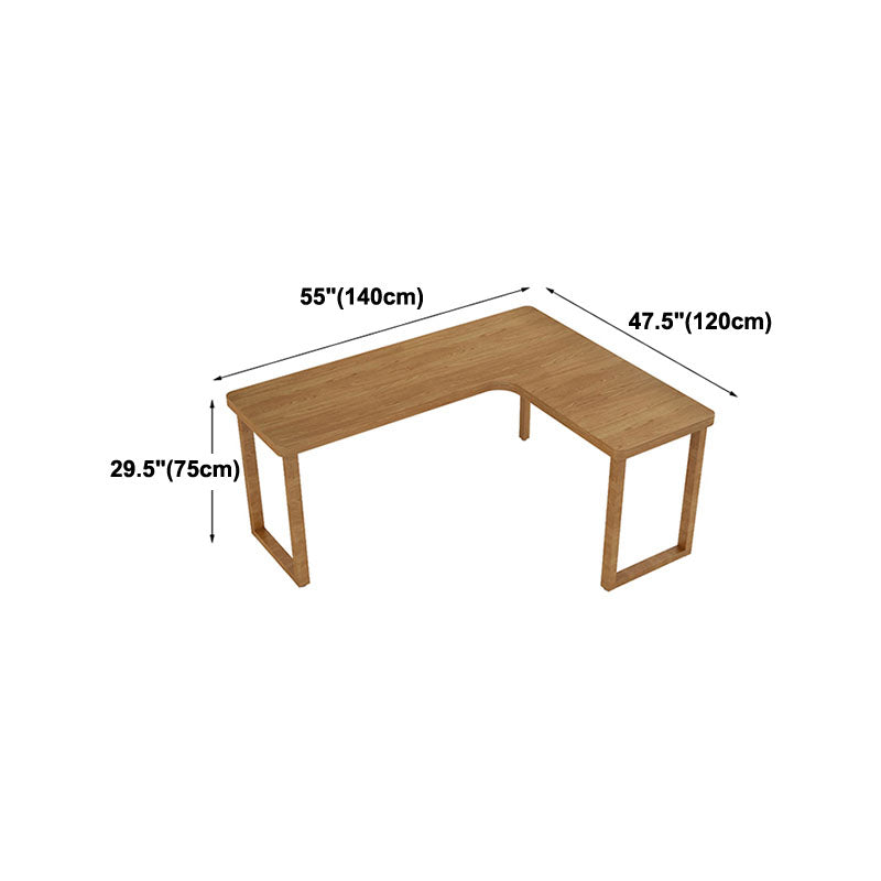 Natural L-Shape Contemporary Writing Desk Pine Wood H-Shape Desk