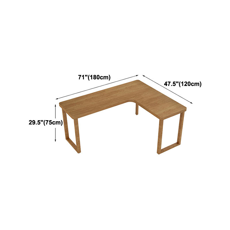 Natural L-Shape Contemporary Writing Desk Pine Wood H-Shape Desk