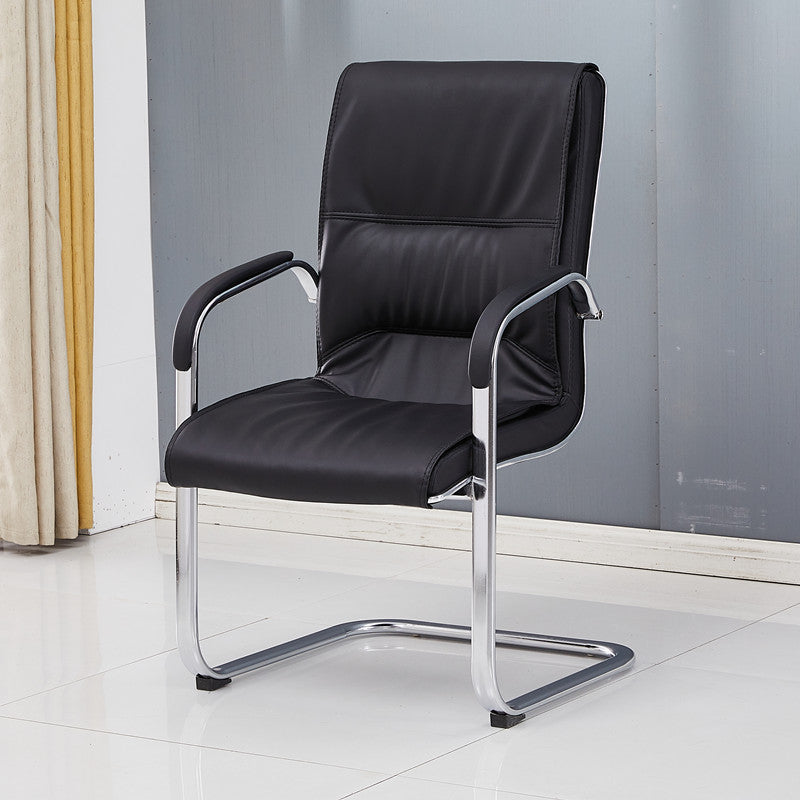 Chrome Metal Base Contemporary Style Task Chair Leather Office Chair