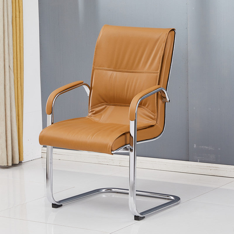 Chrome Metal Base Contemporary Style Task Chair Leather Office Chair