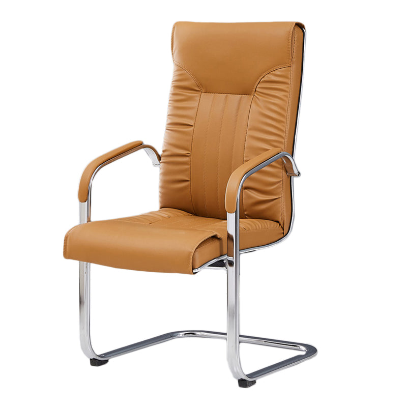 Chrome Metal Base Contemporary Style Task Chair Leather Office Chair