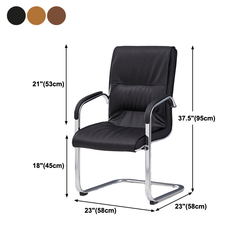 Chrome Metal Base Contemporary Style Task Chair Leather Office Chair