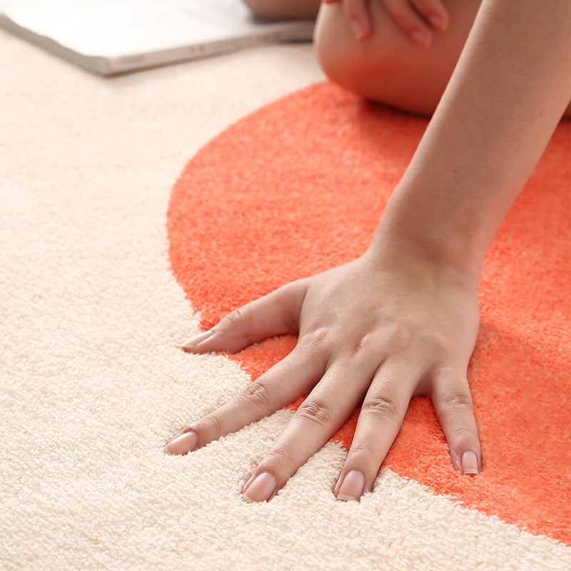 Orange Nordic Carpet Polyester Contrast Color Carpet Washable Carpet for Home Decor