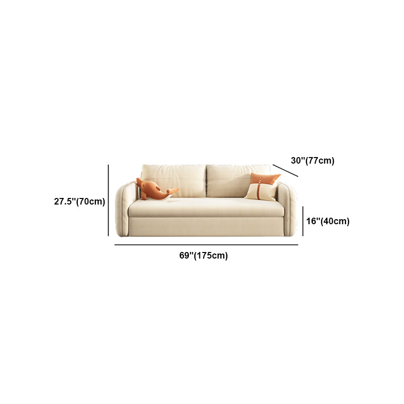 Velvet Modern Square Arm Bed Sofa Couch with Storage in Beige