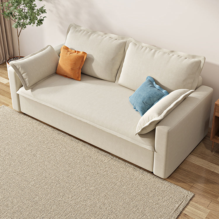 Contemporary Square Arm Bed Sofa Couch with Storage in Beige