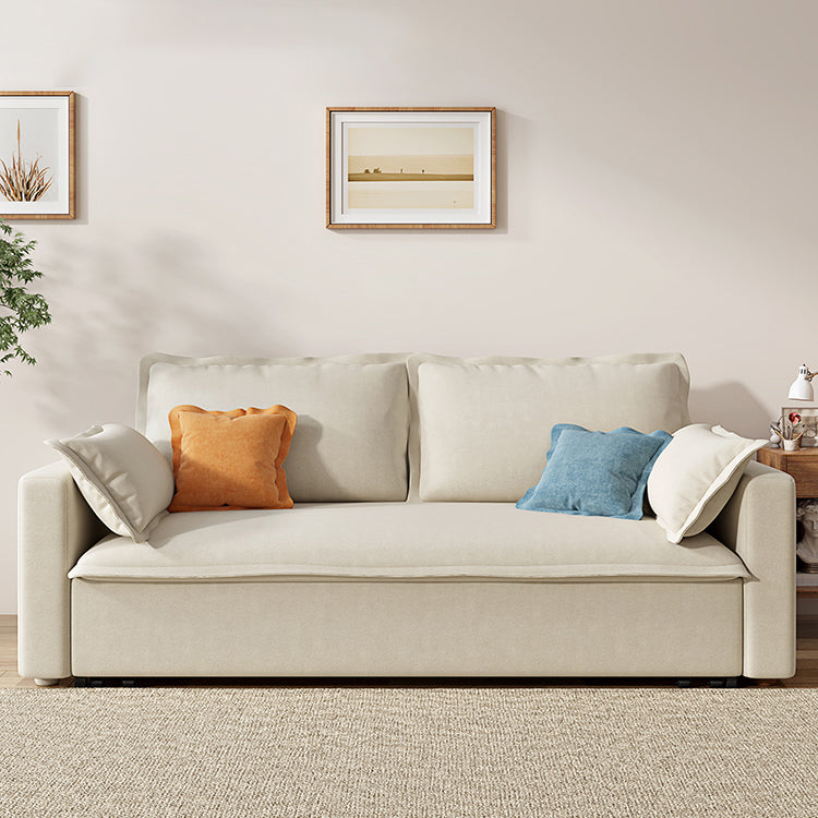 Contemporary Square Arm Bed Sofa Couch with Storage in Beige