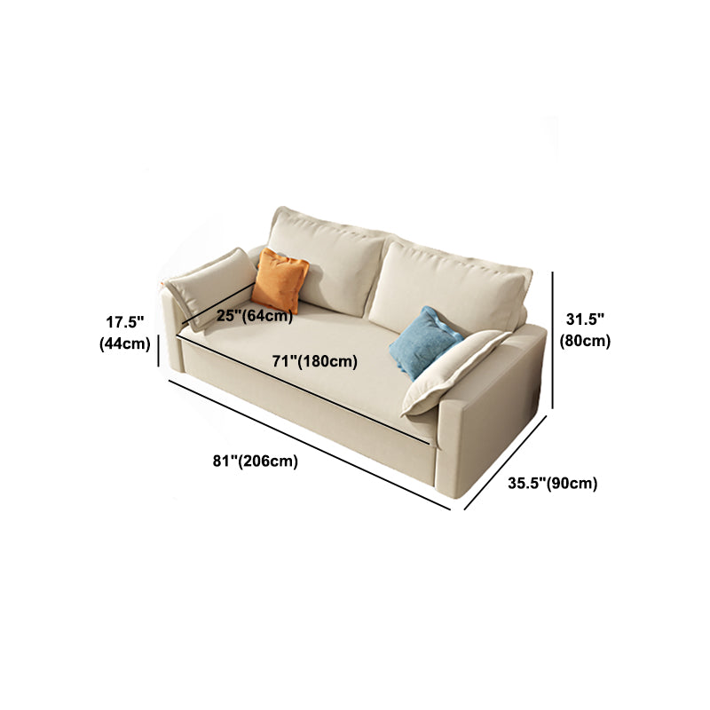 Contemporary Square Arm Bed Sofa Couch with Storage in Beige