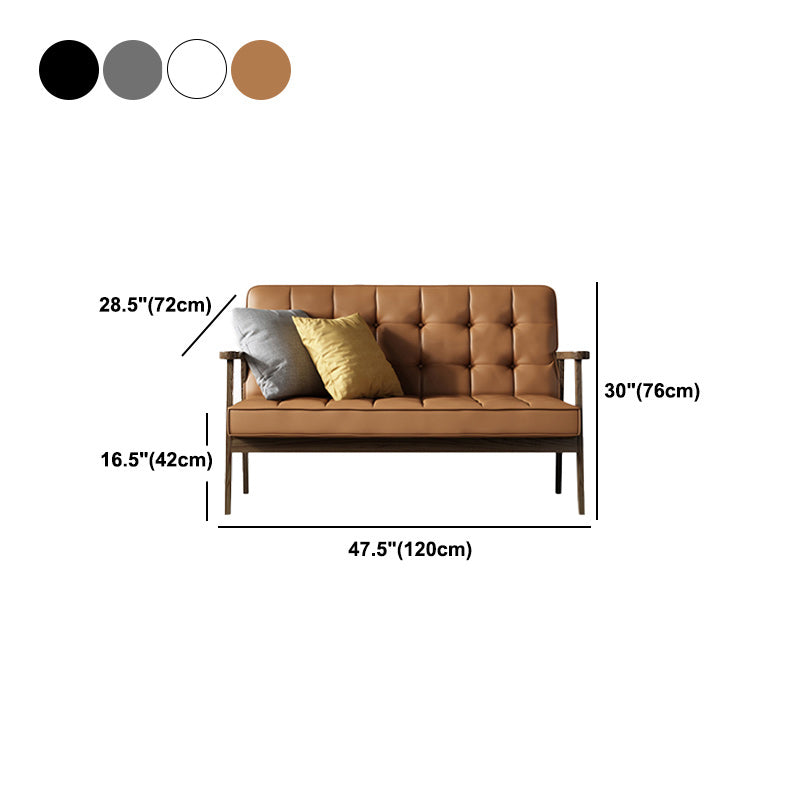 Faux Leather Sofa 28.34" D x 29.52" H Square Arm Sofa for Living Room