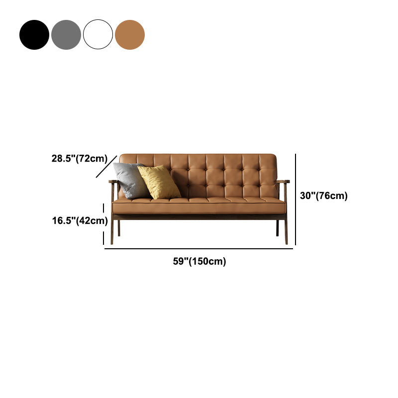 Faux Leather Sofa 28.34" D x 29.52" H Square Arm Sofa for Living Room