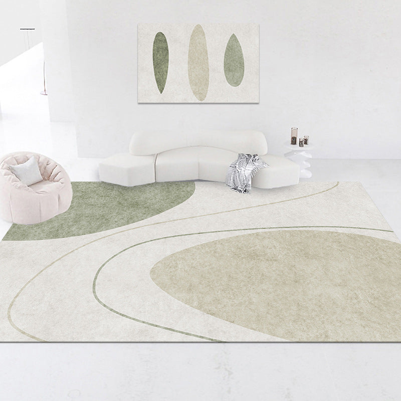 Light Green Color Piece Rug Polyester Modern Rug Washbale Rug for Drawing Room