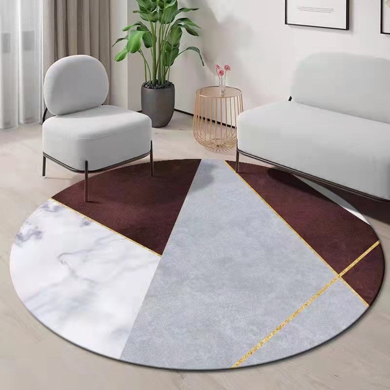 Brown Simple Rug Polyester Pattern Indoor Rug Stain Resistant Rug for Living Room