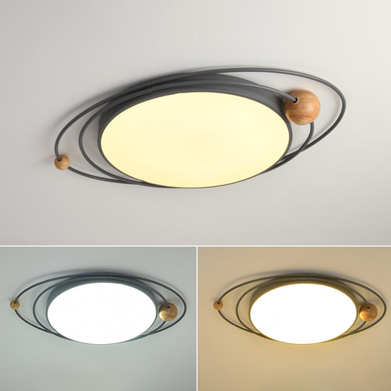 Modern Style Round Flush Mount Lamp Metal 1 Light Flush Mount Fixture