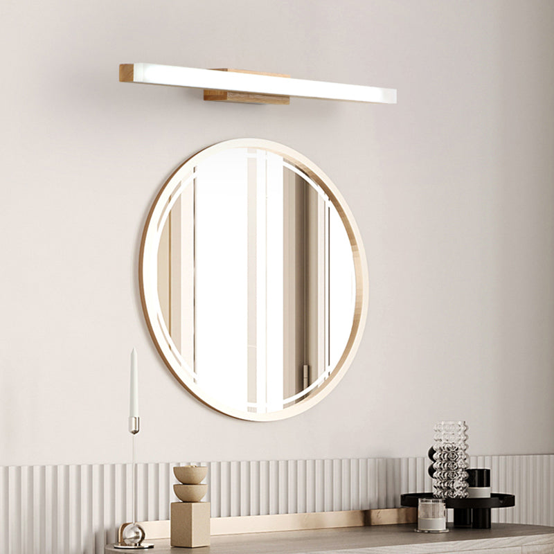 Linear Shape Wall Light Modern Style Wood 1 Lights Sconce Lamp for Bathroom