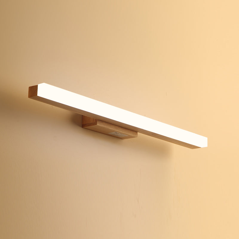 Linear Shape Wall Light Modern Style Wood 1 Lights Sconce Lamp for Bathroom