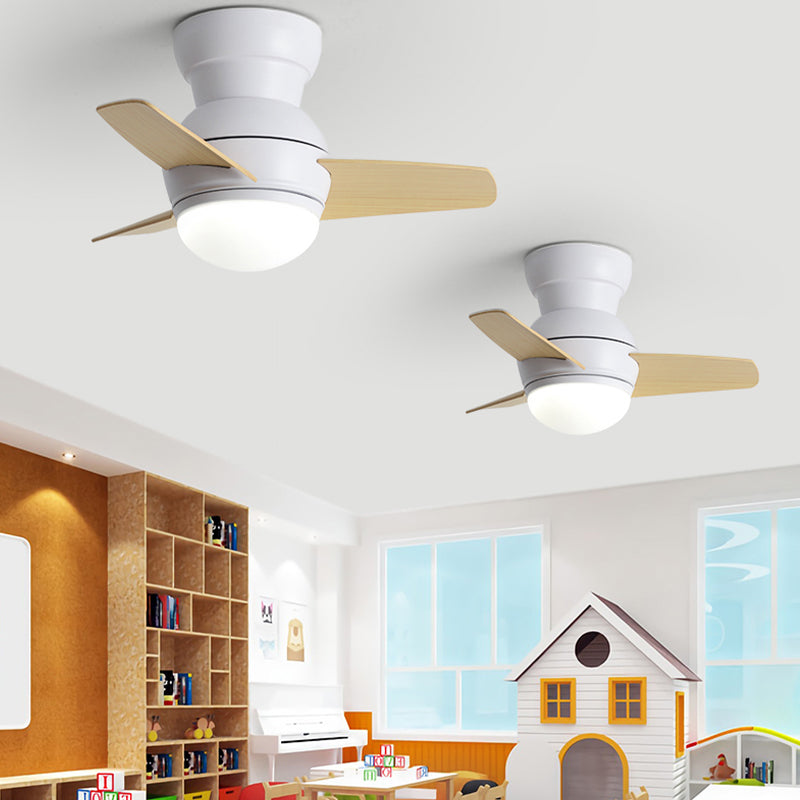 Kids Style Round Shape Ceiling Fan Light Metal Single Light LED Ceiling Fan Lamp