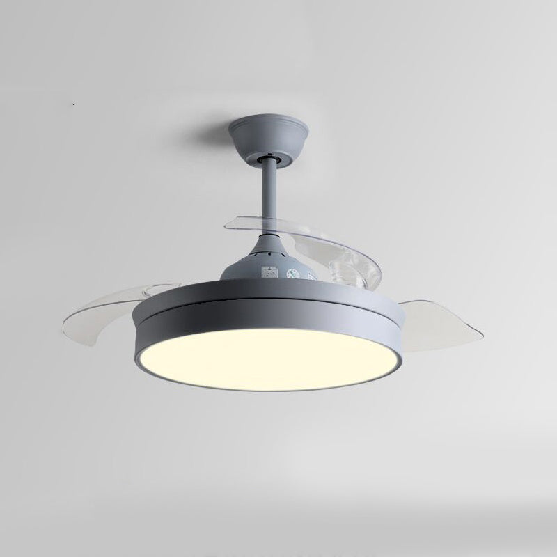 Round Shape Ceiling Fan Light Kids Style Metal Single Light LED Flush Light for Bedroom