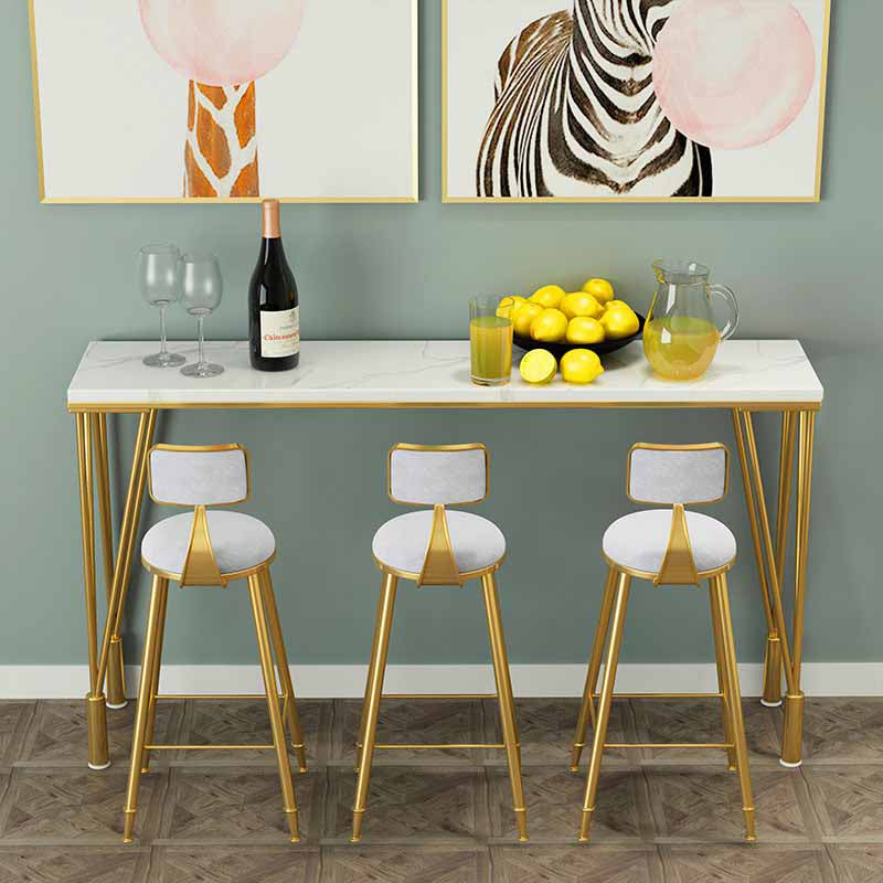 White and Gold Marble Counter-height Pub Table Rectangle Shop Bar Dining Table