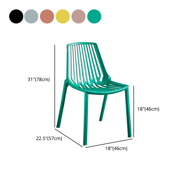 Glam Style Dining Room Chair Plastic Slat Back Chair for Indoor