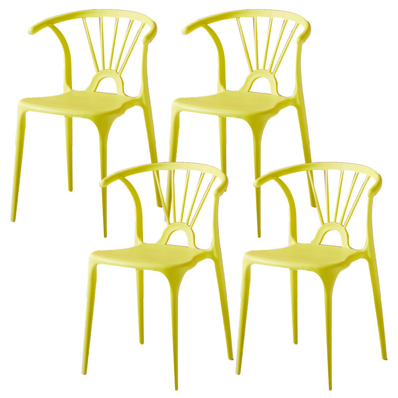 Glam Style Dining Room Chair Plastic Windsor Back Side Chair