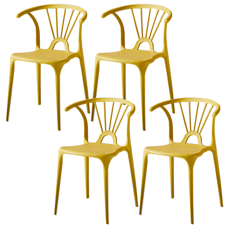 Glam Style Dining Room Chair Plastic Windsor Back Side Chair