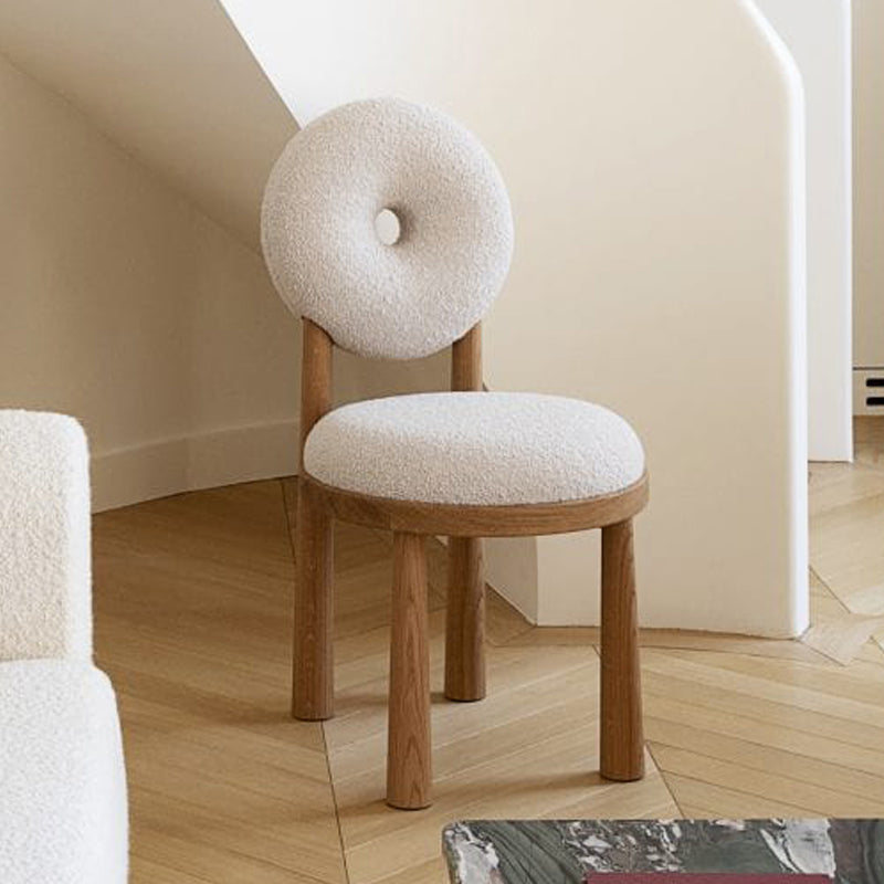 Tight Back Armless Chair Wood Frame Wool Accent Chair with Four Legs