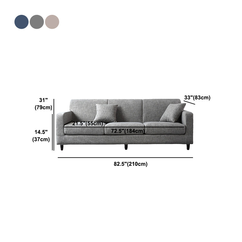 Linen Contemporary Square Arm Standard Sofa Washable Sofa for Living Room