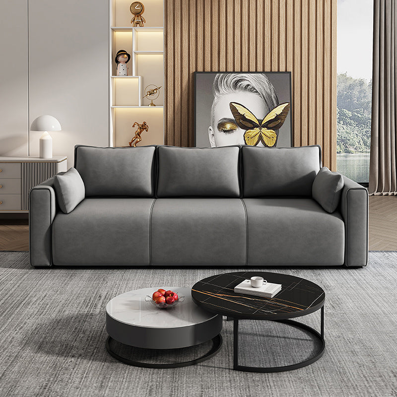 Faux Leather and Suede Stain Resistant Contemporary Standard Sofa Couch