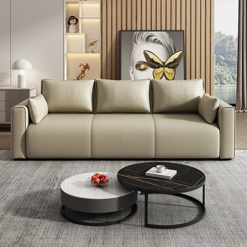 Faux Leather and Suede Stain Resistant Contemporary Standard Sofa Couch