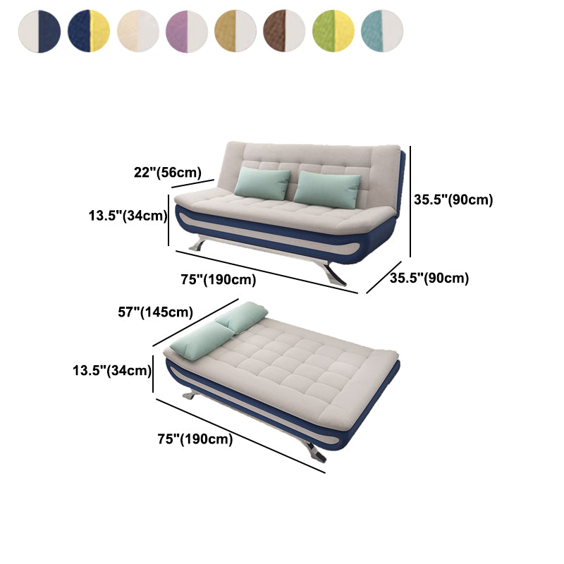 Contemporary Cotton Blend Sofa Biscuit Back Convertible Sofa Bed