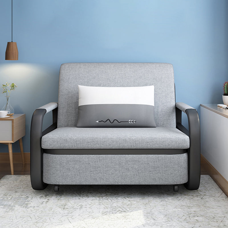 Contemporary Square Arm Cotton Blend Sofa Bed in Grey for 2 People