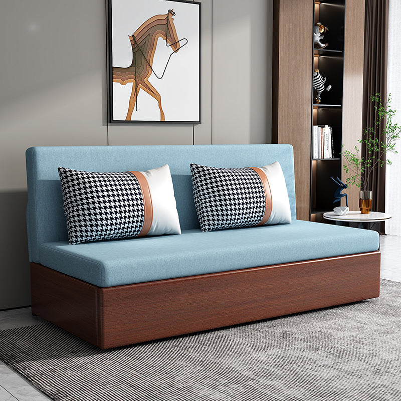 Contemporary Armless Tight Back Cotton Blend Sofa Bed in Blue