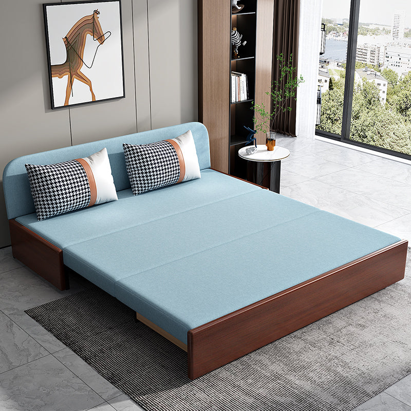 Contemporary Armless Tight Back Cotton Blend Sofa Bed in Blue