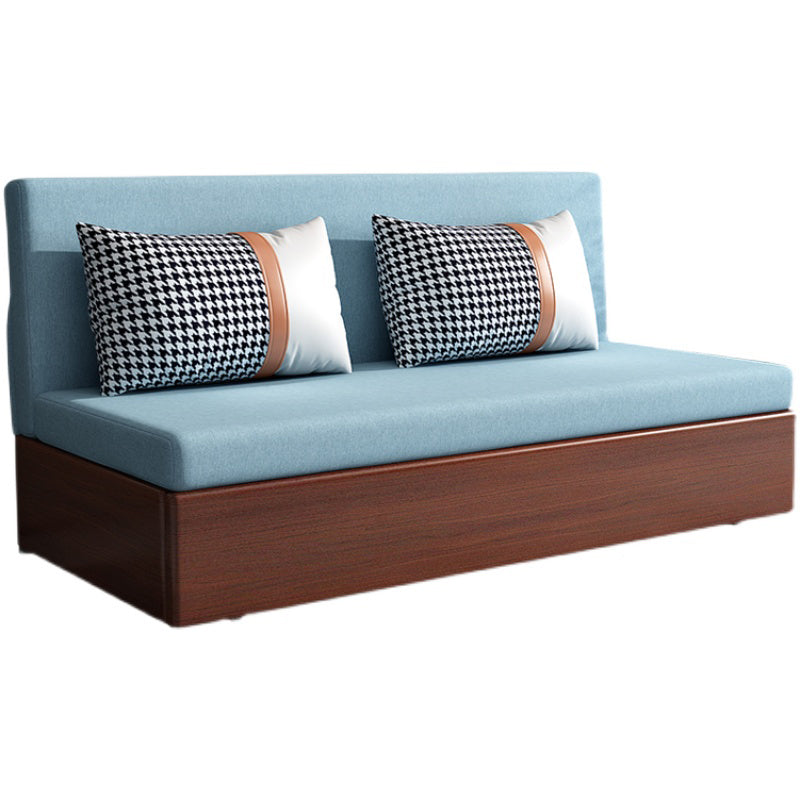 Contemporary Armless Tight Back Cotton Blend Sofa Bed in Blue