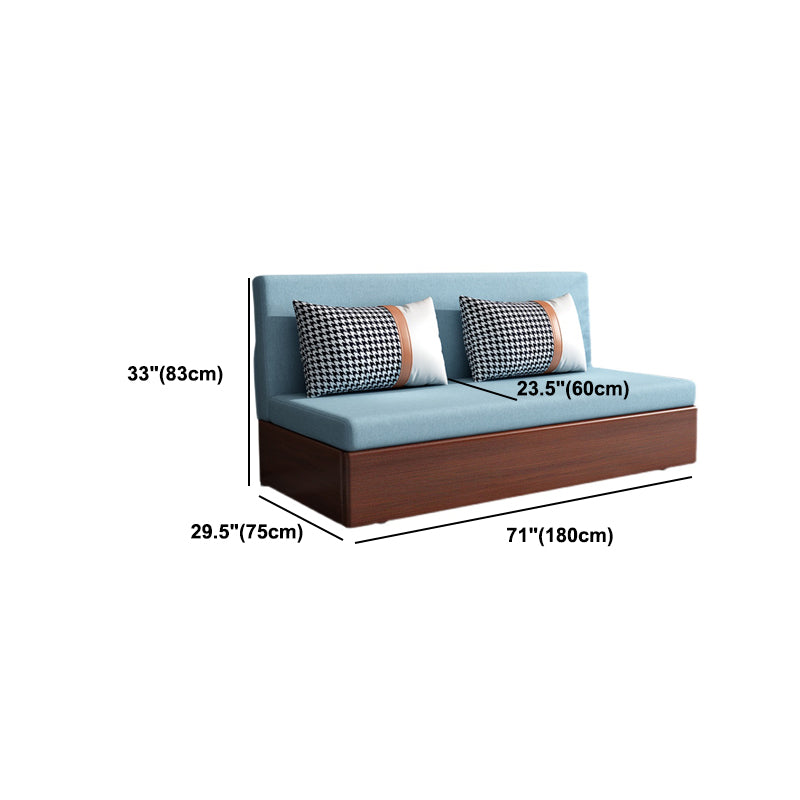 Contemporary Armless Tight Back Cotton Blend Sofa Bed in Blue