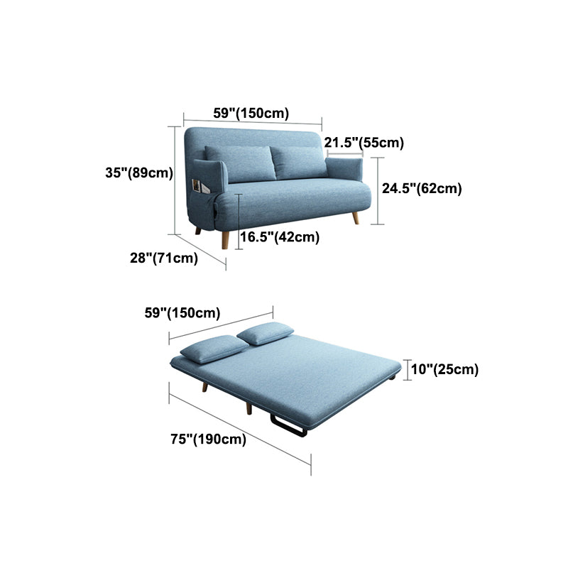 Contemporary Recessed Arm Cotton Blend and Faux Leather Sofa Bed