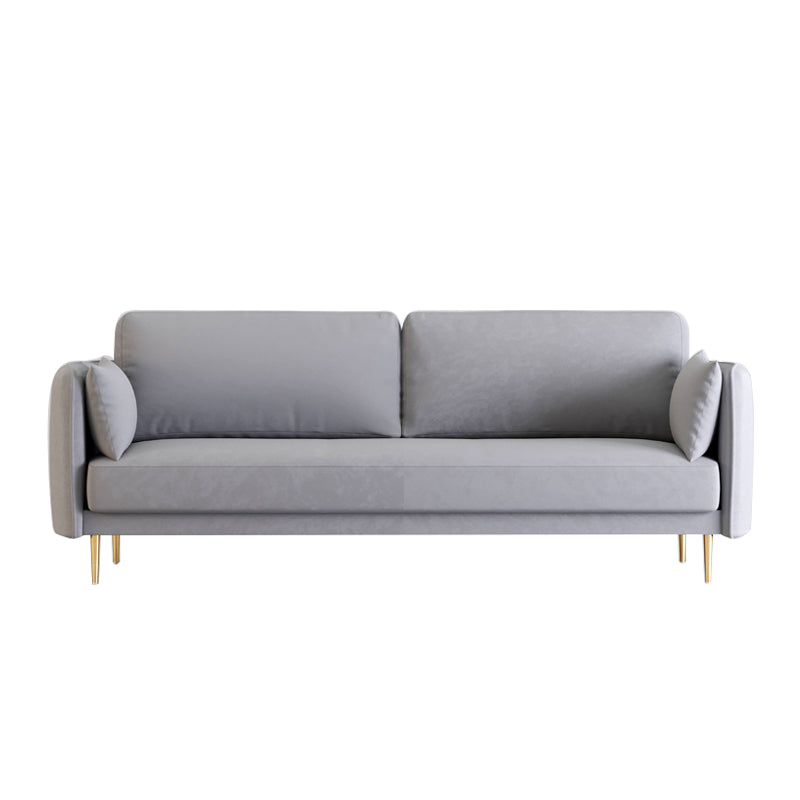 Velvet Pillow Top Arm Sofa with Two Pillows Back for Apartment