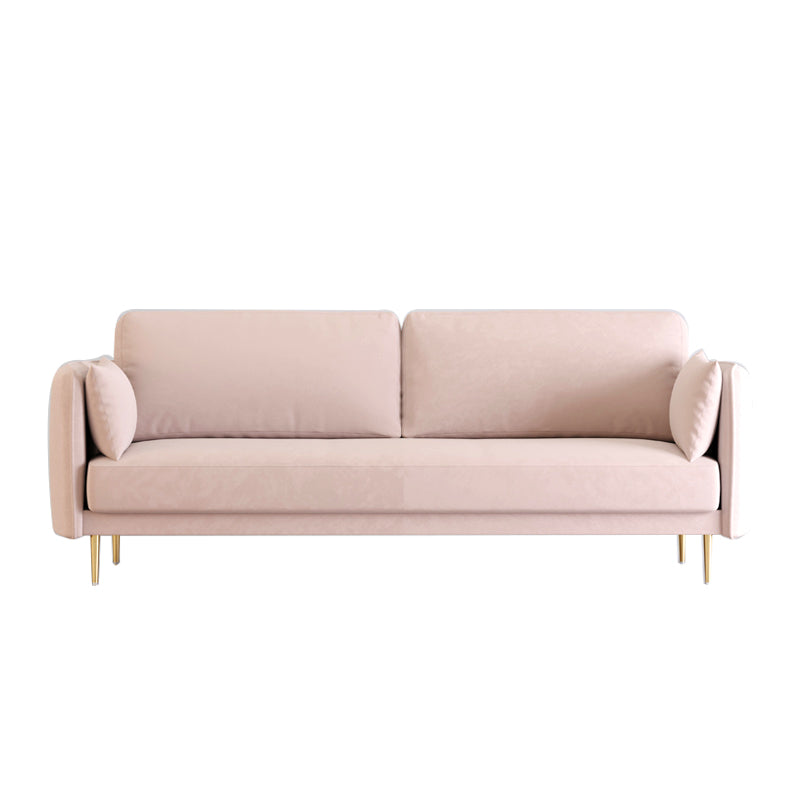 Velvet Pillow Top Arm Sofa with Two Pillows Back for Apartment