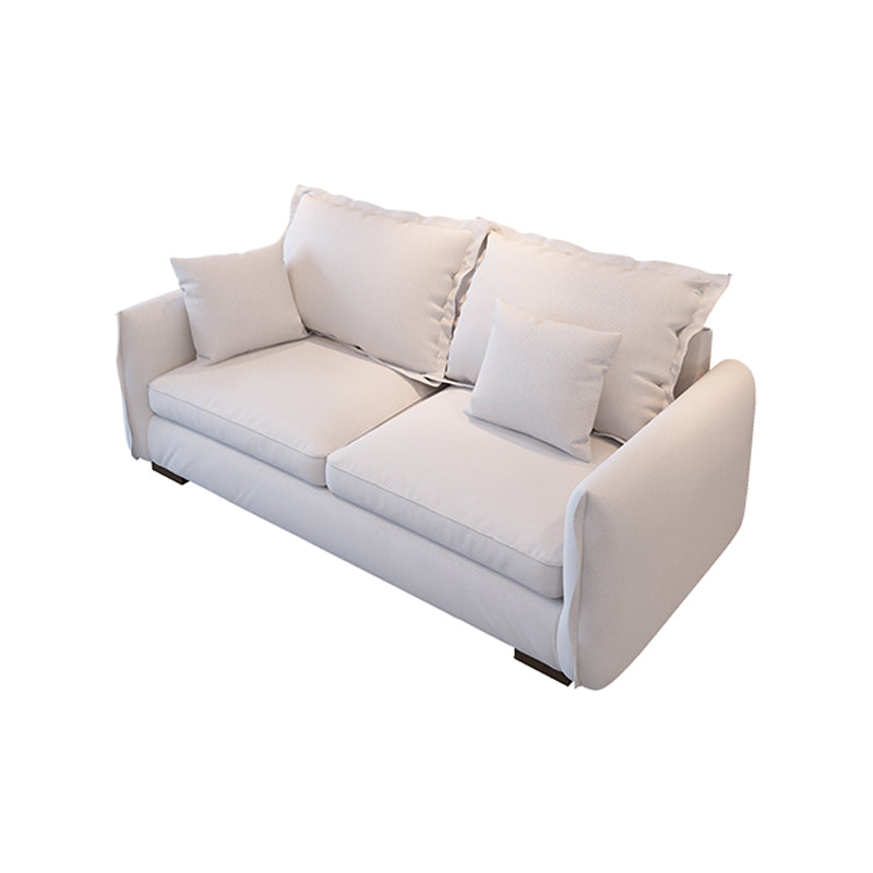 Contemporary White Loose Back Sofa Square Arm Stationary Settee