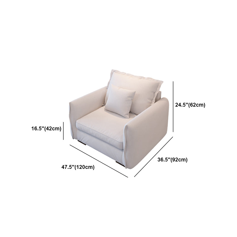 Contemporary White Loose Back Sofa Square Arm Stationary Settee