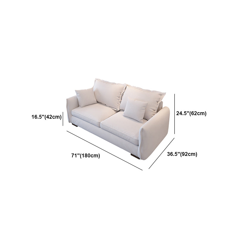 Contemporary White Loose Back Sofa Square Arm Stationary Settee