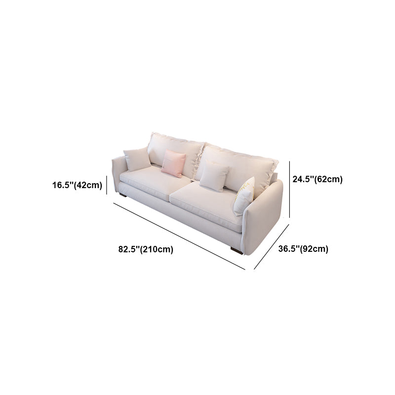 Contemporary White Loose Back Sofa Square Arm Stationary Settee