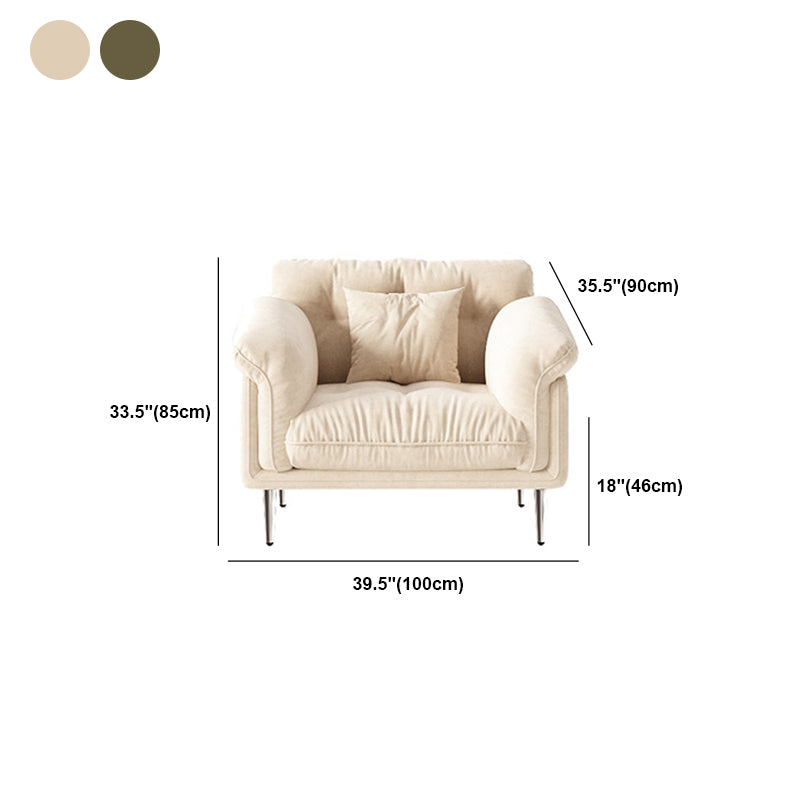 Standard Flared Arm Tufted Contemporary Sofa Couch in Beige/green