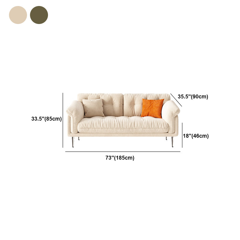 Standard Flared Arm Tufted Contemporary Sofa Couch in Beige/green