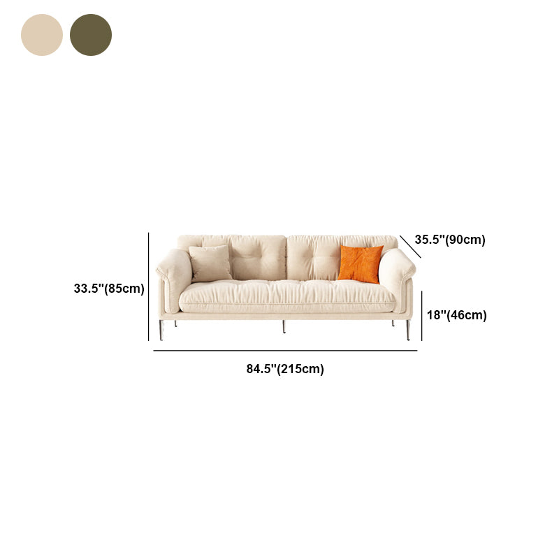 Standard Flared Arm Tufted Contemporary Sofa Couch in Beige/green