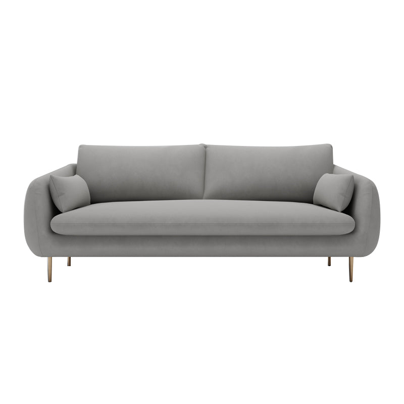 Contemporary Velvet Sofa with Pillow Cushion Back for Apartment