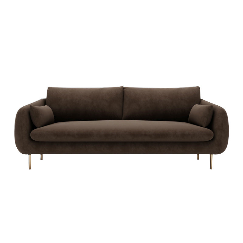 Contemporary Velvet Sofa with Pillow Cushion Back for Apartment