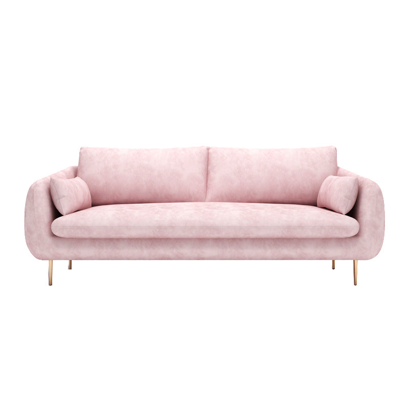 Contemporary Velvet Sofa with Pillow Cushion Back for Apartment